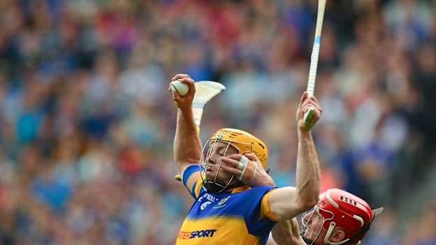 Pádraic Maher catches the ball above Joe Canning in the 2015 All-Ireland SHC semi-final. 