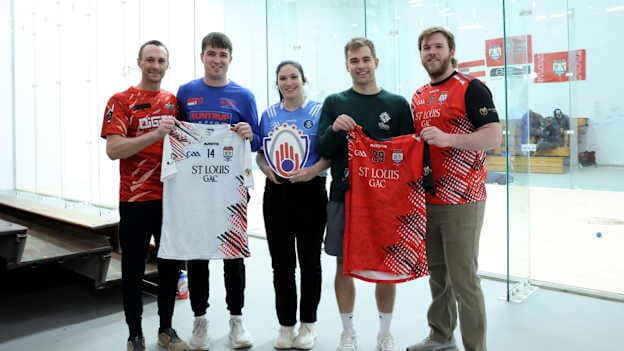 Members of St. Louis GAC and the US Handball Association pictured at the US National Handball Centre.  Photo by Eilish Owens.