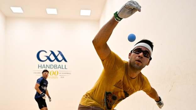 Eric Torres of USA in action against Peter Funchion of Kells, Kilkenny, in the Open Men's round of 32 during day three of the O'Neills.com World 4-Wall Championships at Croke Park in Dublin. Photo by Stephen Marken/Sportsfile.