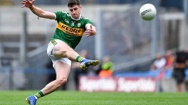 Paul Geaney of Kerry kicks a point during the 2019 GAA Football All-Ireland Senior Championship Semi-Final match between Kerry and Tyrone at Croke Park in Dublin. Photo by Brendan Moran/Sportsfile