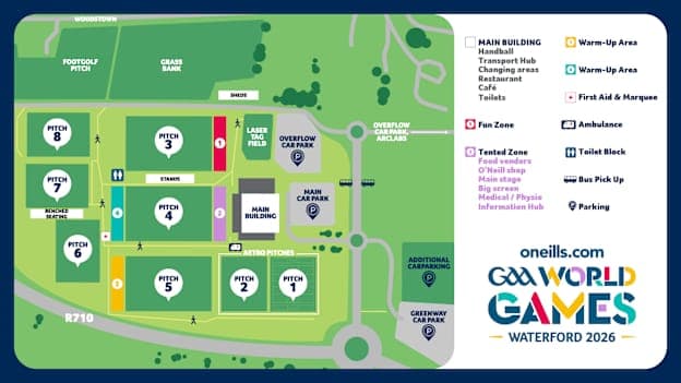Site Map for the oneills.com GAA World Games in Waterford
