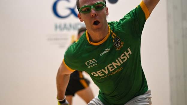Meath’s Brian Carroll shoots in the oneills.com Senior Doubles quarter-final. Photo: Stephen Marken