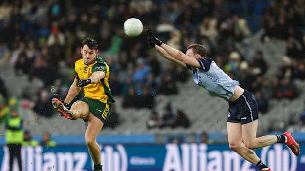 Michael Langan of Donegal in action against Eoin Kennedy of Dublin during the Allianz Football League Division 1 match between Dublin and Donegal at Croke Park in Dublin. Photo by Michael P Ryan/Sportsfile.