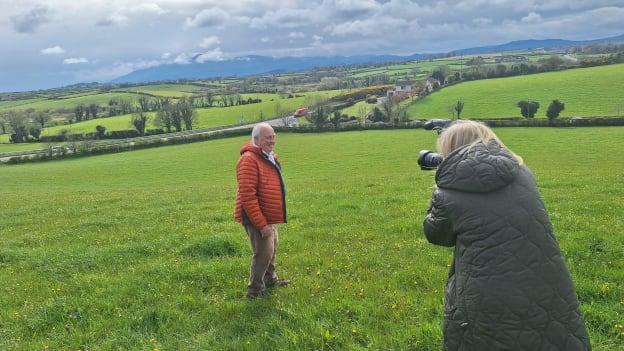 Patrick McKay pictured visiting his ancestral homeland of Downpatrick in County Down. 
