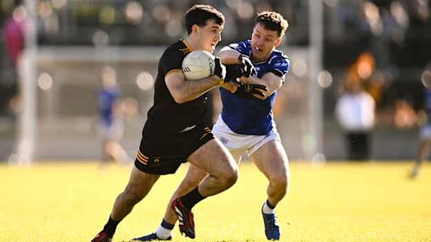 Oran Winston, St Eunan's, and Eunan Doherty, Naomh Conaill, in Donegal SFC Final action. Photo by Ben McShane/Sportsfile