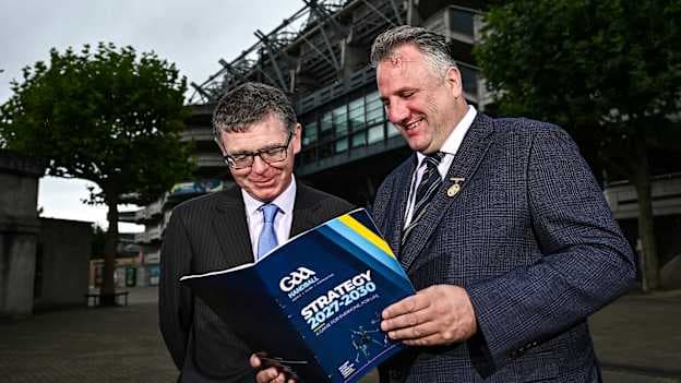 Ard Stiúrthóir of the GAA Tom Ryan and GAA Handball Uachtarán, Kevin Cooke, in attendance for the GAA Handball strategy launch at Croke Park in Dublin. Photo by David Fitzgerald/Sportsfile
