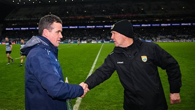 Ger Brennan and Jack O'Connor shake hands following an Allianz Football League clash earlier this year at Croke Park. Photo by David Fitzgerald/Sportsfile
