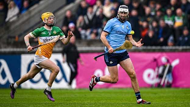 Paddy Dunleavy, Dublin, and Daniel Bourke, Offaly, in Leinster SHC action at Parnell Park. Photo by Ray McManus/Sportsfile