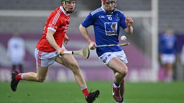 Liam Lavin of Tooreen in action against Lochlann McHale of Monaleen during the 2023 AIB GAA Hurling All-Ireland Intermediate Championship Final match between Monaleen of Limerick and Tooreen of Mayo at Croke Park in Dublin. Photo by Piaras Ó Mídheach/Sportsfile