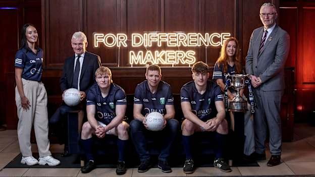 Pictured here to announce the Dalata Hotel Group five-year sponsorship of the GAA Under 20 Football Championship is Aisling O'Reilly, presenter, Dermot Crowley (Dalata CEO), Cormac Egan, Offaly, Tomas Ó Sé, Kerry, James Sargent, Derry, Dr. Máire Treasa Ní Cheallaigh, sports psychologist and Jarlath Burns, GAA President. From today, the championship will be titled Dalata Hotel Group GAA Under 20 Football Championship.