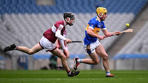 Cormac Fitzpatrick, CBS Thurles, and Seán Murphy, Presentation College Athenry, in action at Croke Park. Photo by Piaras Ó Mídheach/Sportsfile