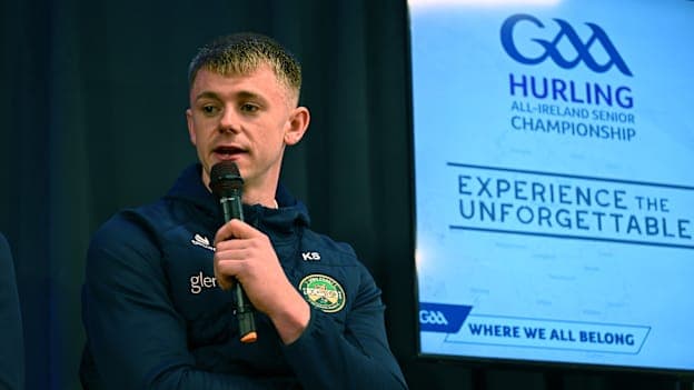 Offaly's Killian Sampson pictured at the launch of the All-Ireland SHC. Photo by Tyler Miller/Sportsfile