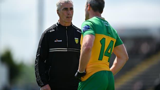 Donegal manager Jim McGuinness and the inspirational Michael Murphy. Photo by Brendan Moran/Sportsfile