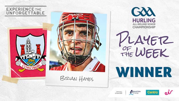 Cork's Brian Hayes is this week's GAA.ie Hurler of the Week.