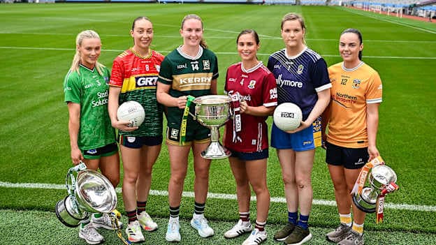 Fermanagh's Shannan McQuade, Carlow's Róisín Bailey, Kerry's Síofra O’Shea, Galway's Kate Geraghty, Roscommon's Helena Cummins and Antrim's Bronagh Devlin pictured at Croke Park.  Photo by Piaras Ó Mídheach/Sportsfile
