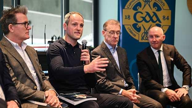 GAA Football Review Committee member Michael Murphy, second left, speaking during a briefing of the GAA Football Review Committee at Croke Park in Dublin. Photo by Seb Daly/Sportsfile.