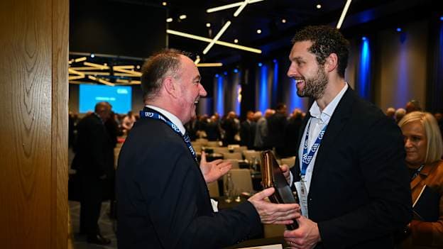 Uachtarán Tofa Chumann Lúthchleas Gael Derek Kent and GPA CEO Tom Parsons pictured at GAA Annual Congress at Croke Park. Photo by Piaras Ó Mídheach/Sportsfile