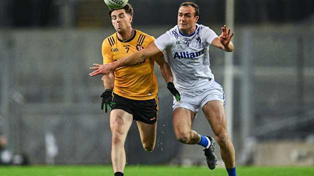 Daire O Baoill, Ulster, and John Maher, Connacht, in action at Croke Park. Photo by Stephen Marken/Sportsfile