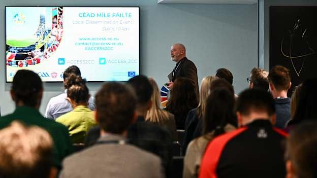 The GAA’s Youth Leadership & Sustainability Manager Jimmy D’Arcy speaking at Croke Park.