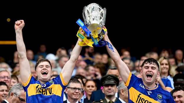Darragh Stakelum Conor Stakelum lift the Liam MacCarthy Cup at Croke Park. Photo by Stephen McCarthy/Sportsfile