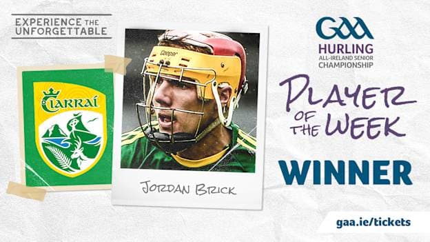 The public has voted Jordan Brick this week's GAA.ie Hurler of the Week. 