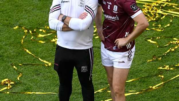 Dejected Galway manager Pádraic Joyce and Paul Conroy after the GAA Football All-Ireland Senior Championship Final match between Armagh and Galway at Croke Park in Dublin. Photo by Daire Brennan/Sportsfile