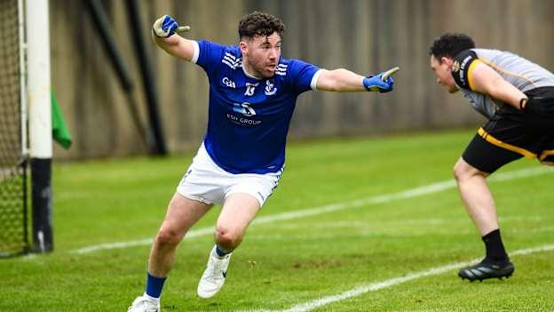 Mark McArdle of Aughnamullen celebrates after scoring a goal during the Monaghan Senior Club Football Championship Group 1 Round 3 match between Corduff and Aughnamullen at Pairc Gaeltacht Corr Dubh in Corduff, Monaghan. Photo by Philip Fitzpatrick/Sportsfile.