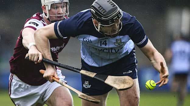 Ronan Hayes, Dublin, and Darren Morrissey, Galway, in Dioralyte Walsh Cup Final action earlier this year. Photo by Matt Browne/Sportsfile