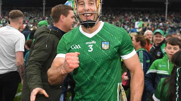 Dan Morrissey of Limerick celebrates after the Munster GAA Hurling Senior Championship final match between Clare and Limerick at FBD Semple Stadium in Thurles, Tipperary. Photo by John Sheridan/Sportsfile