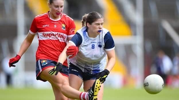 Aoife Healy, Cork, and Eve Power, Waterford, in action at SuperValu Páirc Uí Chaoimh. Photo by Matt Browne/Sportsfile