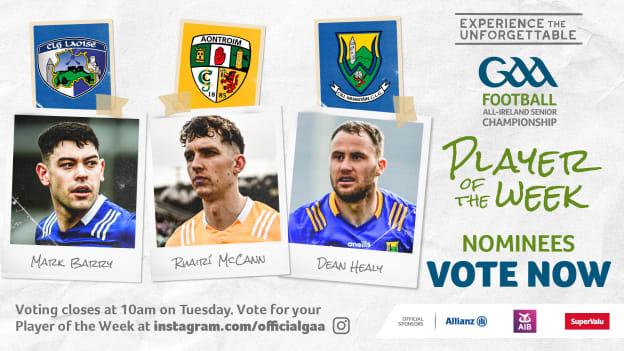 This week's Footballer of the Week nominees are Mark Barry, Ruairí McCann, and Dean Healy. 