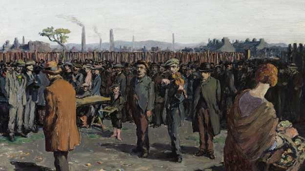 Jack B. Yeats (1871 – 1957), Singing ‘The Dark Rosaleen’, Croke Park (1921). Purchased, 2024, with special support from the Government of Ireland and a generous contribution from a private donor. © Estate of Jack B. Yeats, DACS London / IVARO Dublin 2025