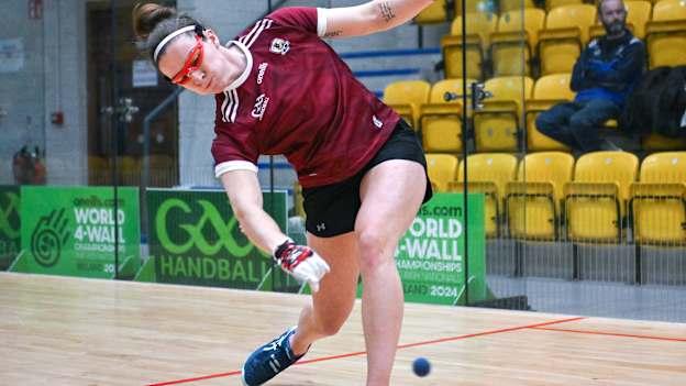 Ciana Ní Churrraoin of Mícheál Breathnach, Galway, in action in the Open Ladies final during day nine of the O'Neills.com World 4-Wall Championships at Croke Park in Dublin. Photo by Stephen Marken/Sportsfile.