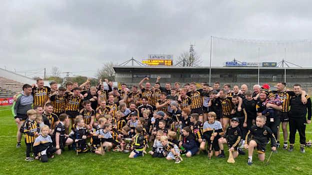 St Lachtain's players and their supporters celebrate after victory over Windgap in the Kilkenny Junior Hurling Championship Final. 