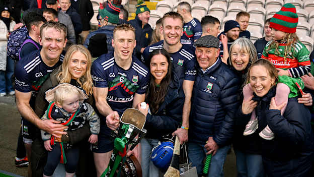  Loughmore-Castleiney players Noel McGrath, left, Brian McGrath and John McGrath celebrate with family and the Dan Breen cup after the Tipperary County Senior Club Hurling Championship final match between Loughmore-Castleiney and Toomevara at FBD Semple Stadium in Thurles, Tipperary. Photo by Brendan Moran/Sportsfile.