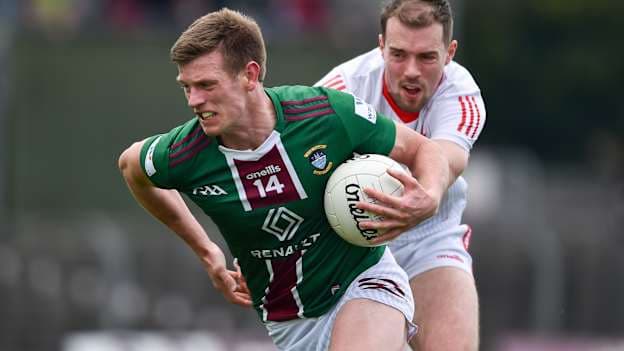 John Heslin of Westmeath in action against Conor Early of Louth during the 2023 Leinster GAA Football Senior Championship Quarter-Final match between Westmeath and Louth at Páirc Tailteann in Navan, Meath. Photo by Daire Brennan/Sportsfile
