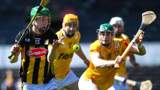 Martin Keoghan of Kilkenny in action against Conal Cunning of Antrim during the Leinster GAA Hurling Senior Championship Round 1 match between Kilkenny and Antrim at UMPC Nowlan Park in Kilkenny. Photo by Shauna Clinton/Sportsfile.