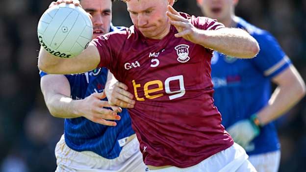 Ronan Wallace of Westmeath in action against Matthew Carey of Longford during the Leinster GAA Football Senior Championship Round 1 match between Longford and Westmeath at Glennon Bros Pearse Park in Longford. Photo by Ray McManus/Sportsfile.