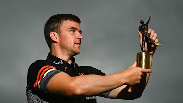 PwC GAA/GPA Player of the Month for July in hurling, Tony Kelly of Clare, with his award in Ballyea GAA in Clare. Photo by Eóin Noonan/Sportsfile