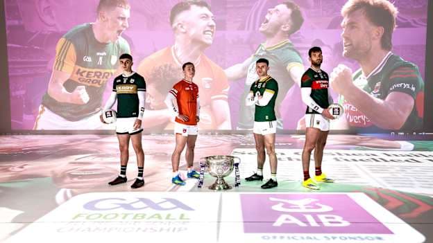 Aidan O’Shea of Mayo, Seán O’Shea of Kerry, Jordan Morris of Meath and Oisin Conaty of Armagh, pictured today for AIB at the launch of the 2026 GAA All-Ireland Senior Football Championship. This year marks a significant milestone as AIB celebrates its 11th year supporting the GAA All-Ireland Senior Football Championship. This season, AIB are celebrating the profound impact of managers, mentors, and backroom teams who embody the spirit of supporting players for the life they’re after.