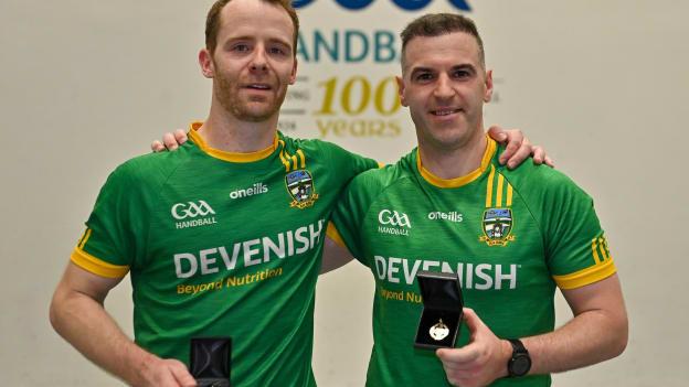 Victorious duo Brian Carroll and Gary McConnell pictured after the All-Ireland Senior Softball Men’s Final. 