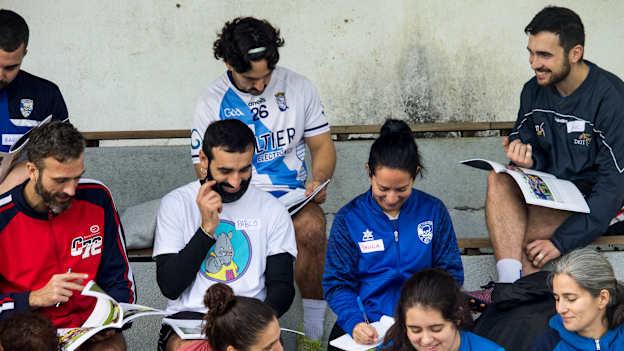 Native Galician Gaelic games coaches taking part in a coach education day as part of the Erasmus+ exchange which is a GAA National Games Development project supported by Leinster GAA and Gaelic Games Europe. 