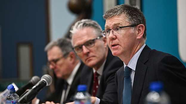 Ard Stiúrthóir of the GAA Tom Ryan, right, during the GAA Annual Report media event at Croke Park in Dublin. Photo by Seb Daly/Sportsfile.
