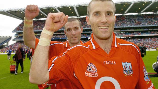 The O'Connor twins celebrating following Cork's All-Ireland SHC Semi-Final win over Waterford in 2006. Photo by: David Maher/Sportsfile