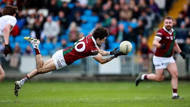 Darragh Galvin of Portarlington scores a point during the Laois County Senior Club Football Championship final match between Courtwood and Portarlington at Laois Hire O'Moore Park in Portlaoise, Laois. Photo by Thomas Flinkow/Sportsfile.