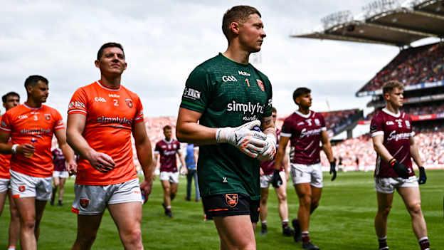 Armagh goalkeeper Blaine Hughes in the parade before the GAA Football All-Ireland Senior Championship Final match between Armagh and Galway at Croke Park in Dublin. Photo by Piaras Ó Mídheach/Sportsfile.