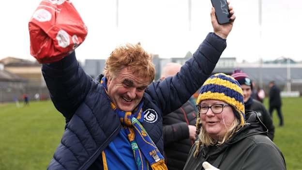 Roscommon supporters Brendan Greene and his wife Karen celebrate after finding out by radio that Roscommon will contest the Division 2 final after the Allianz Football League Division 2 match between Westmeath and Roscommon at TEG Cusack Park in Mullingar, Westmeath. Photo by Michael P Ryan/Sportsfile.