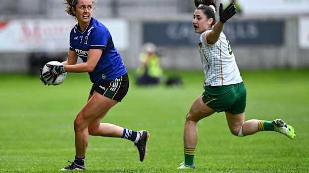 Mary O'Connell, Kerry, and Orlaith Sheehy, Meath, in action at Glenisk O'Connor Park. Photo by Piaras Ó Mídheach/Sportsfile