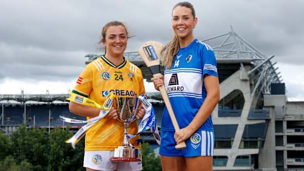 Antrim's Caitriona Graham and Laois' Aimee Collier  pictured at the 2026 Glen Dimplex All-Ireland Camogie Championship Final Media Day. Mandatory Credit ©INPHO/James Crombie