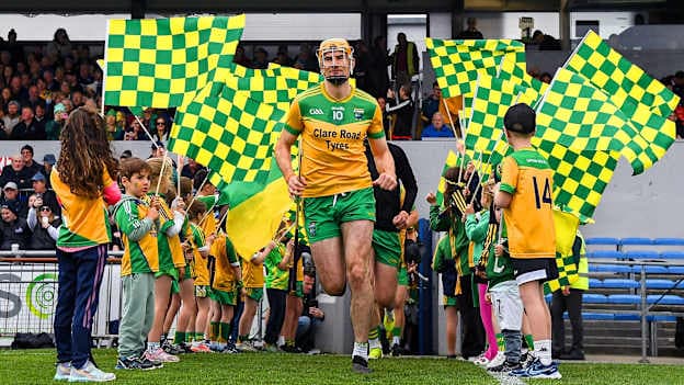 David Fitzgerald of Inagh Kilnamona runs out to the field before the Clare County Senior Club Hurling Championship final match between Inagh-Kilnamona and Kilmaley at Zimmer Biomet Cusack Park in Ennis, Clare. Photo by John Sheridan/Sportsfile.
